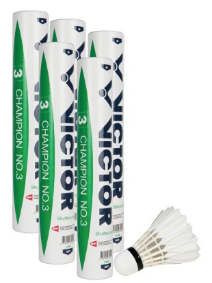 Komplet: 5 x Victor Champion No. 3 pernate žogice